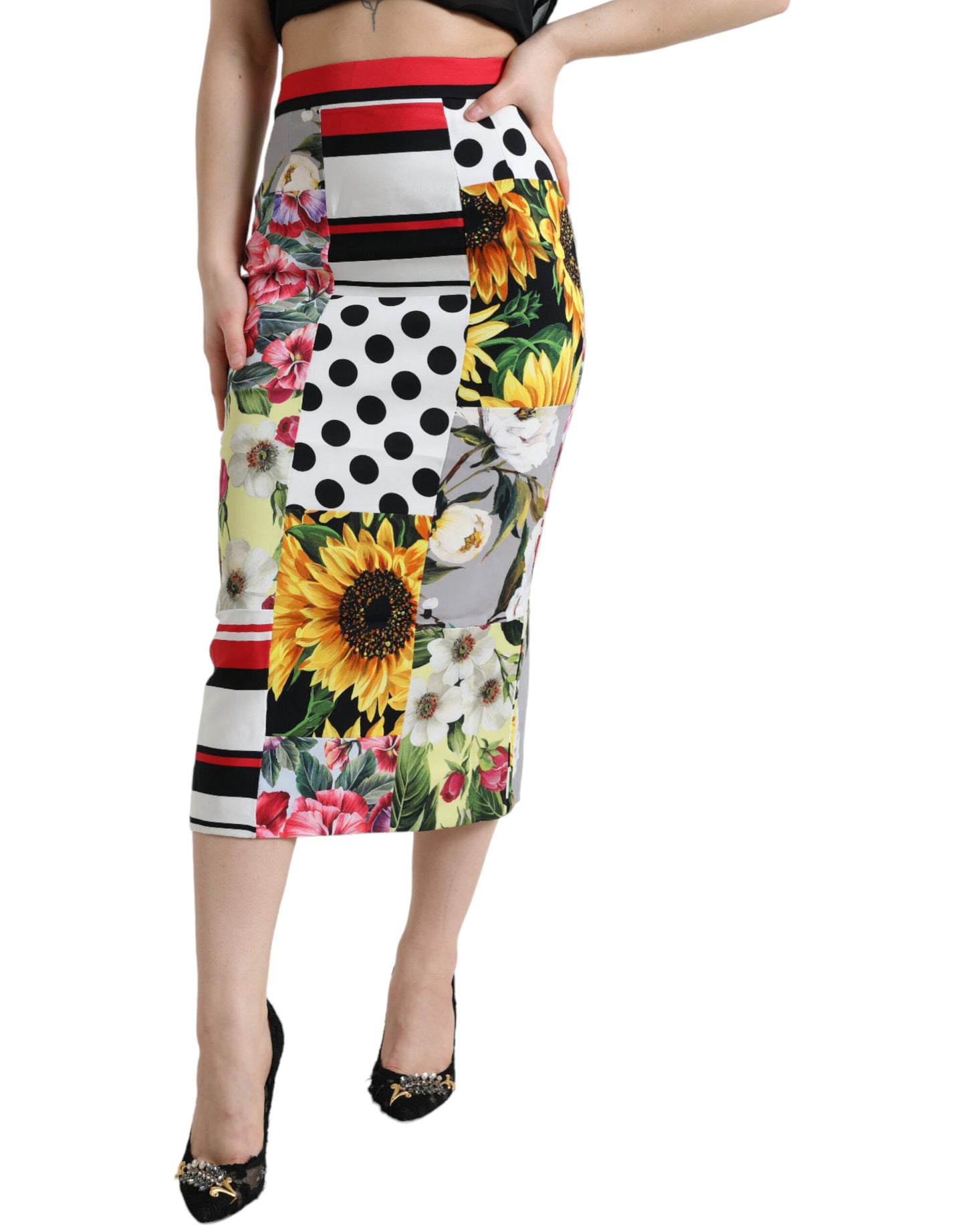 Гламурна клаптева спідниця міді з високою талією Dolce &amp; Gabbana