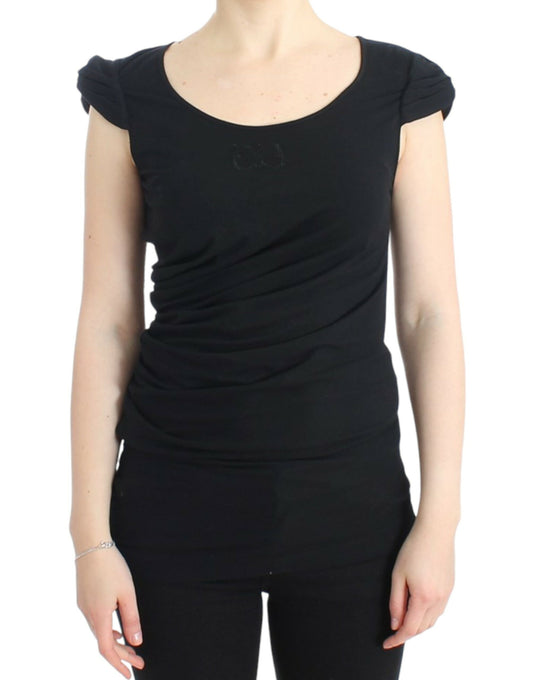 Чорний топ Cavalli Elegant Cap Sleeve