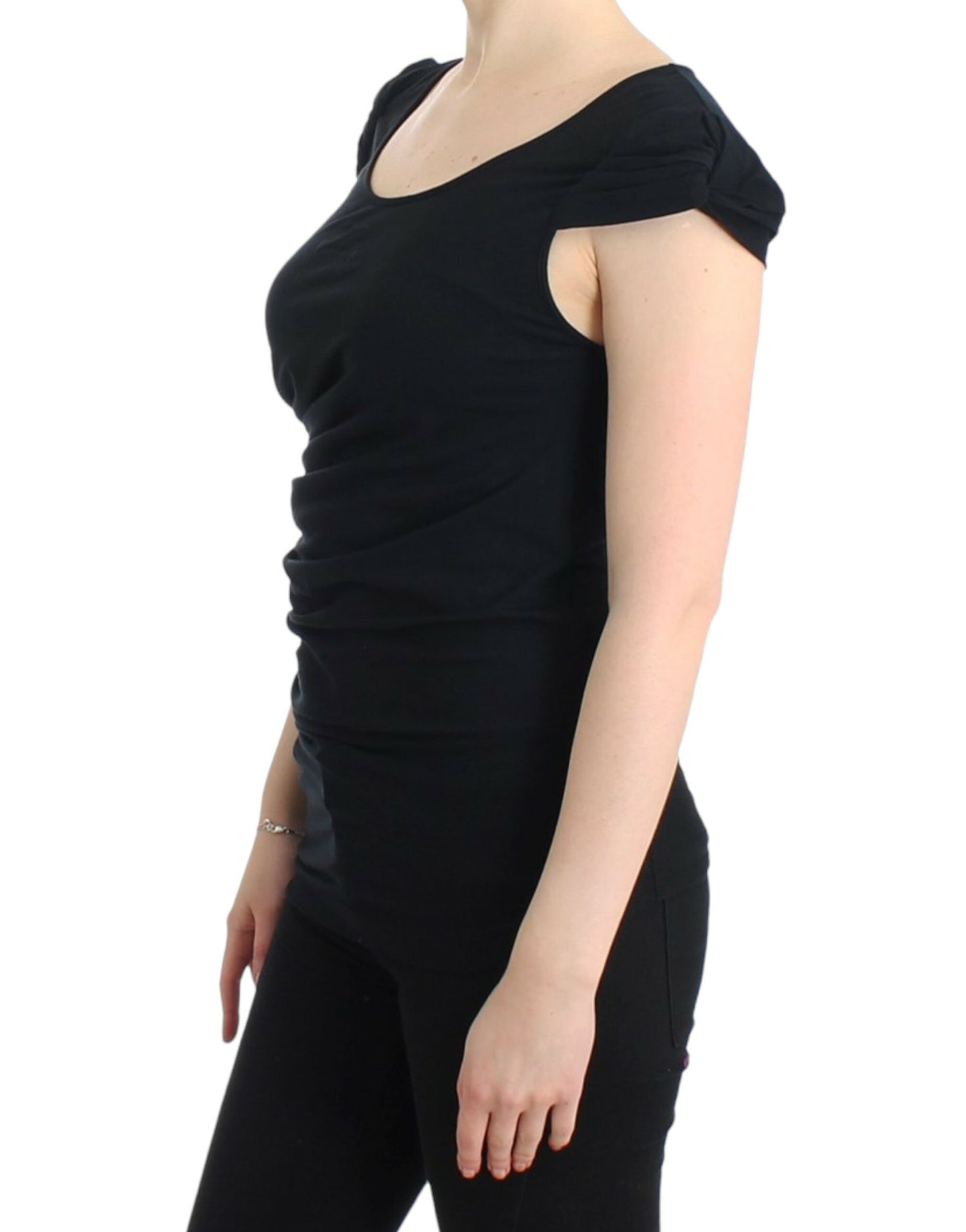 Чорний топ Cavalli Elegant Cap Sleeve