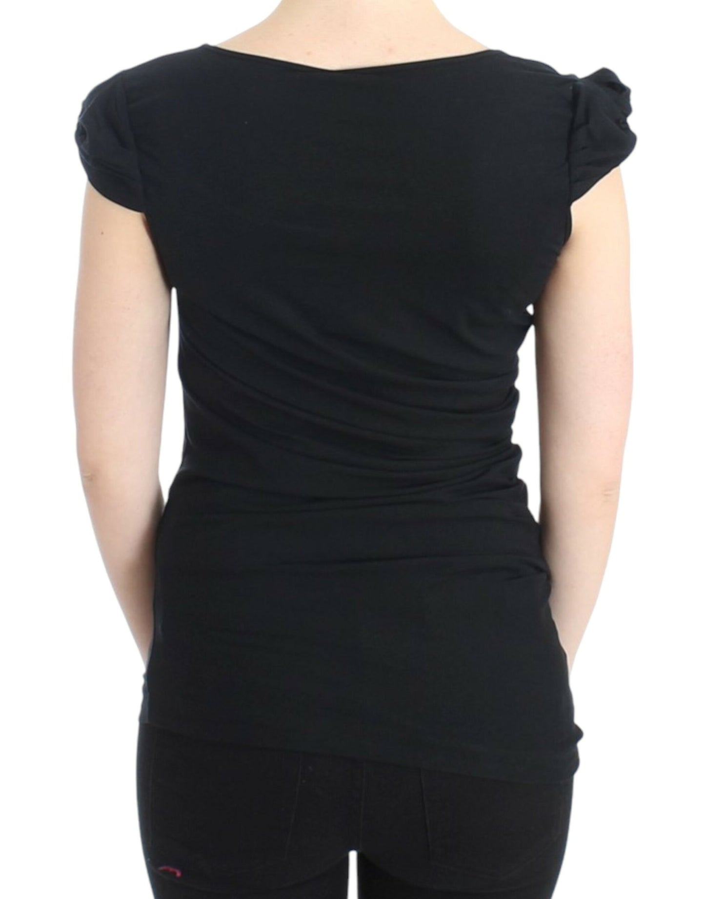 Чорний топ Cavalli Elegant Cap Sleeve