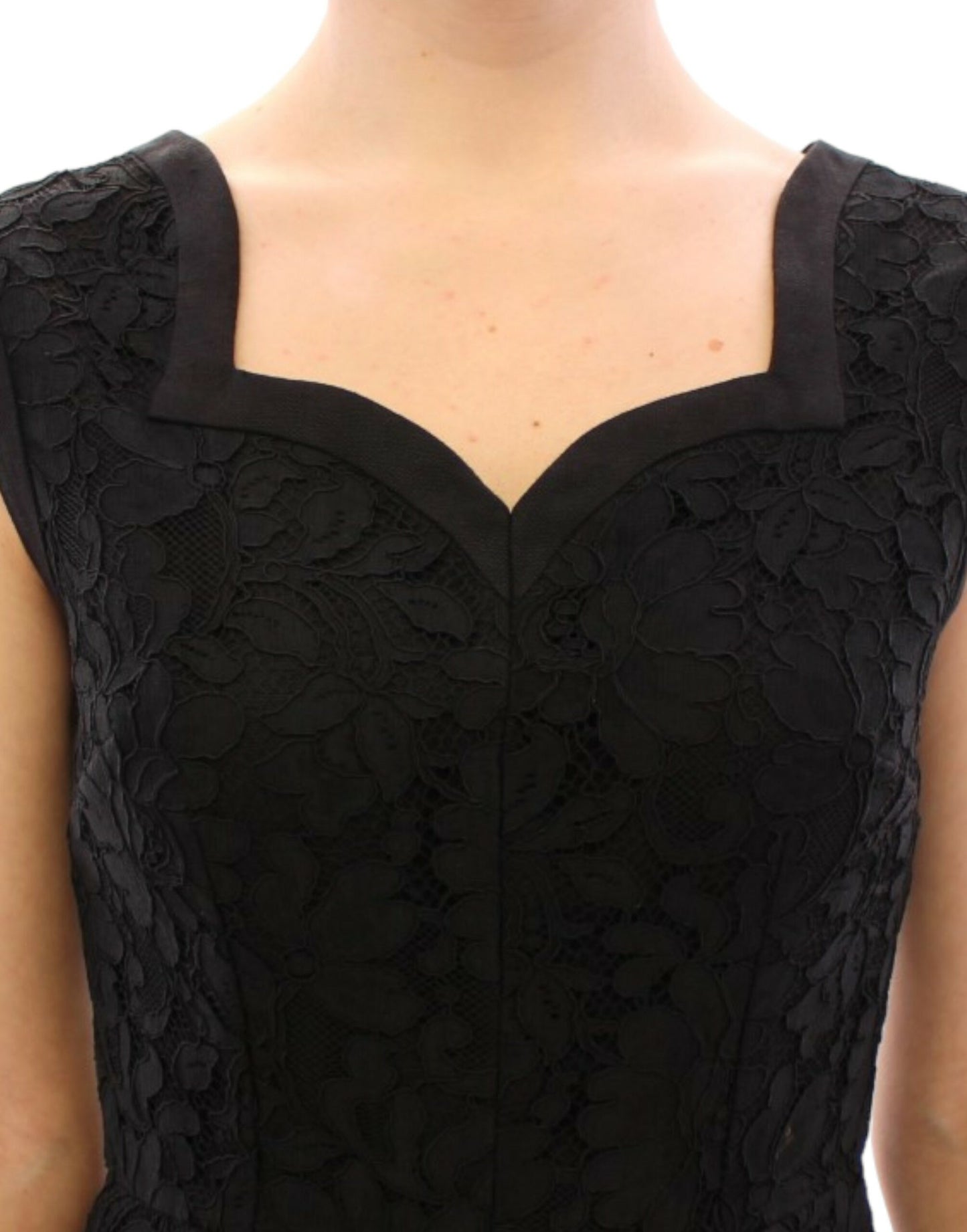 Елегантна чорна мереживна сукня з квітковим принтом Dolce &amp; Gabbana