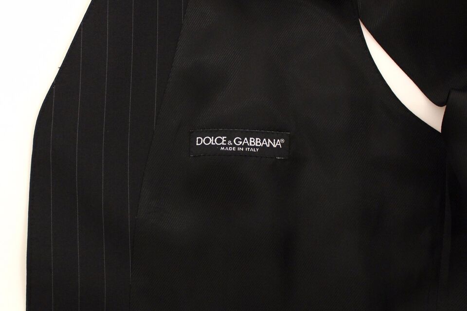 Шикарний вовняний шовковий жилет у смужку чорного кольору Dolce &amp; Gabbana