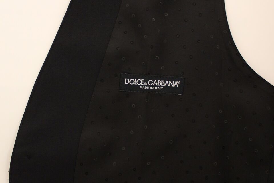 Елегантний шовково-вовняний чорний платтяний жилет Dolce &amp; Gabbana