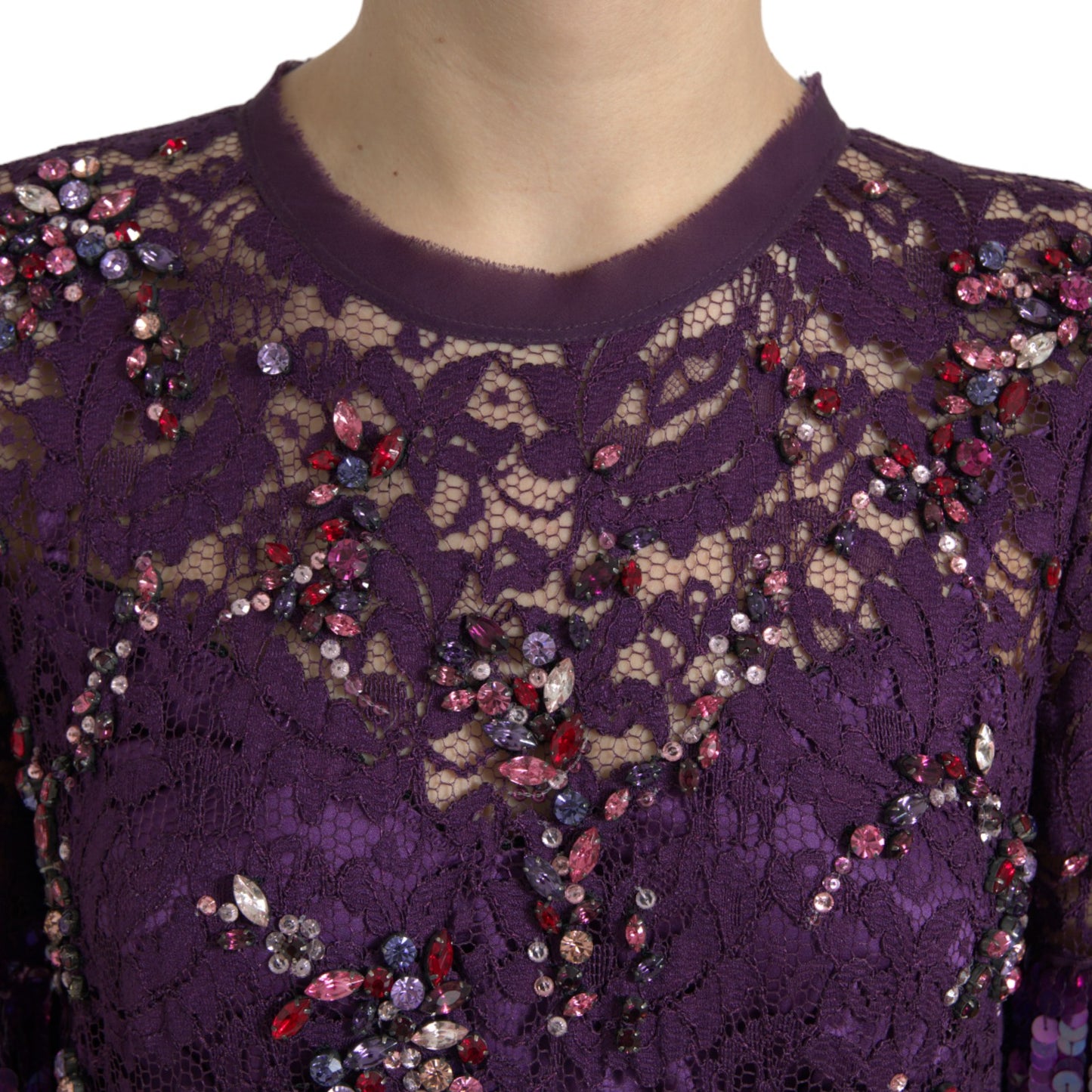 Елегантна фіолетова кришталева сукня з квітковим мереживом Dolce &amp; Gabbana