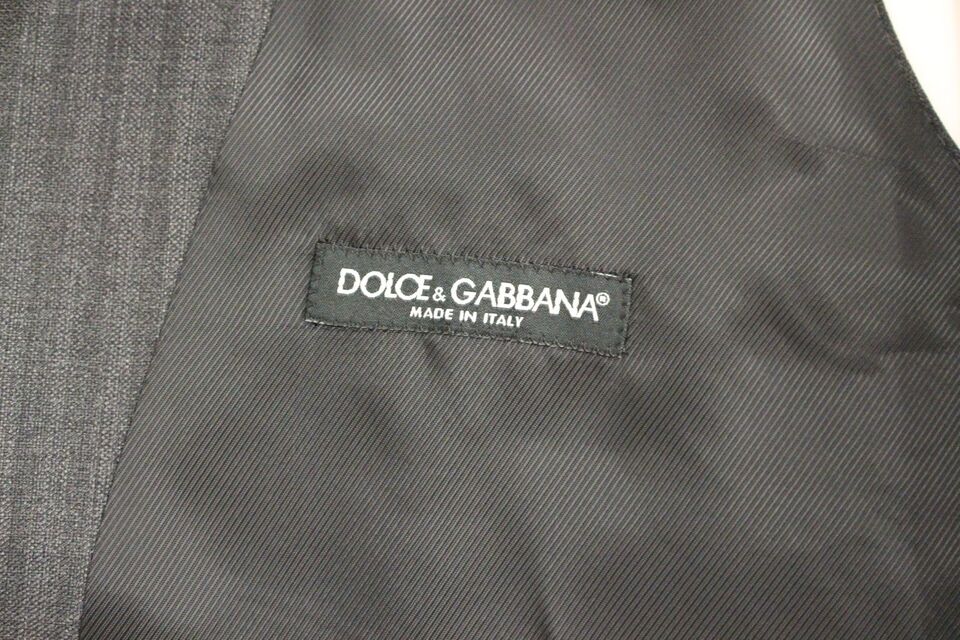 Елегантний сірий вовняний жилет Dolce &amp; Gabbana в смужку