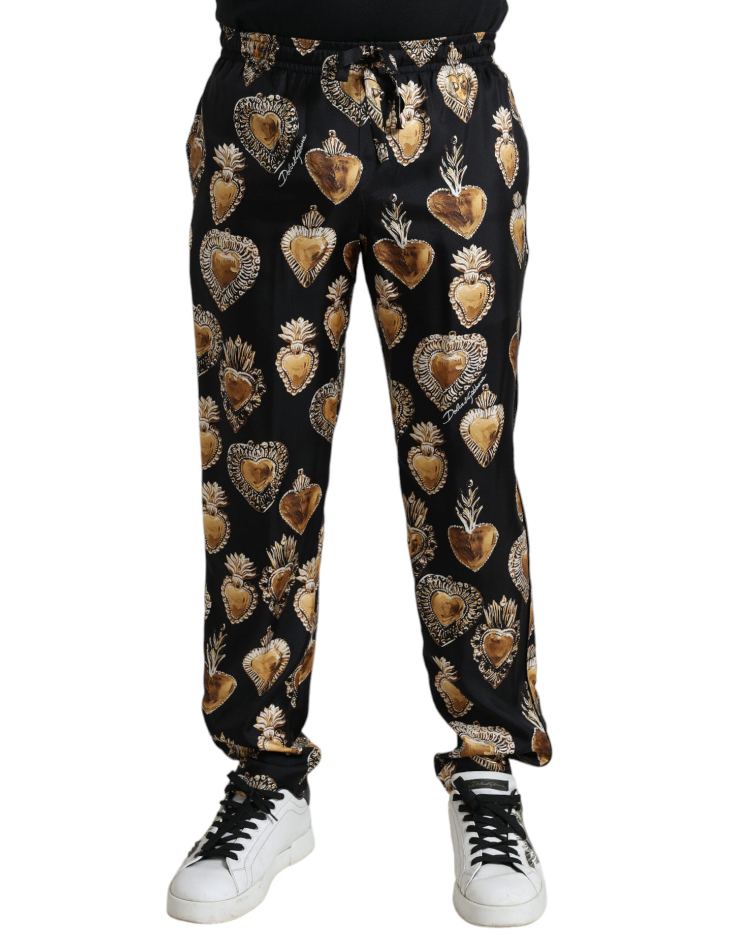 Шовкові піжамні штани Dolce &amp; Gabbana Chic Heart Print