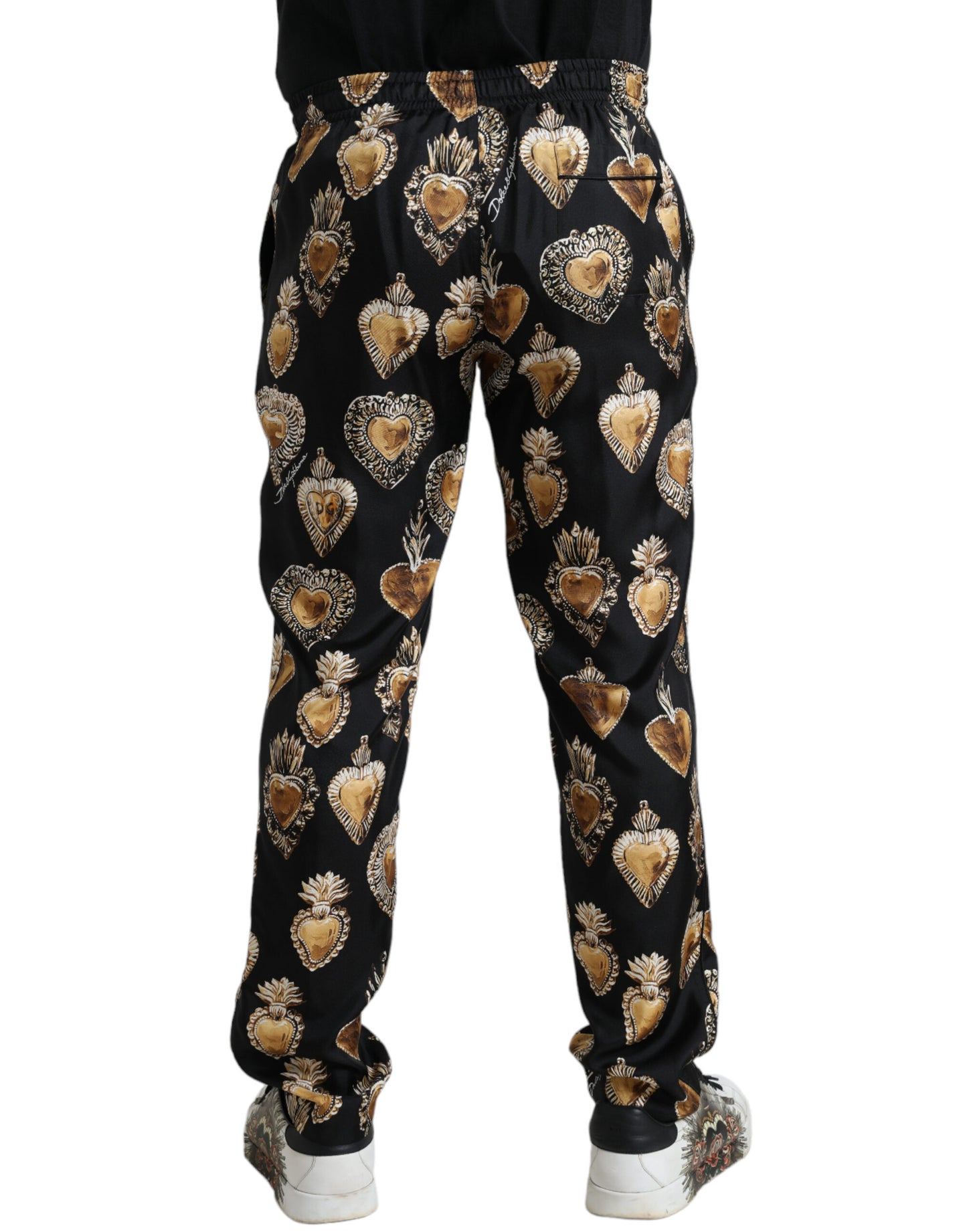 Шовкові піжамні штани Dolce &amp; Gabbana Chic Heart Print