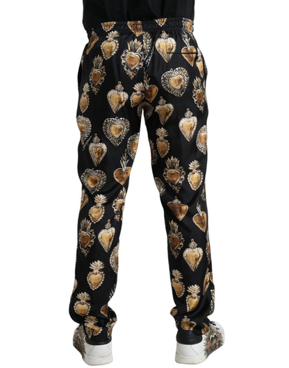 Шовкові піжамні штани Dolce &amp; Gabbana Chic Heart Print