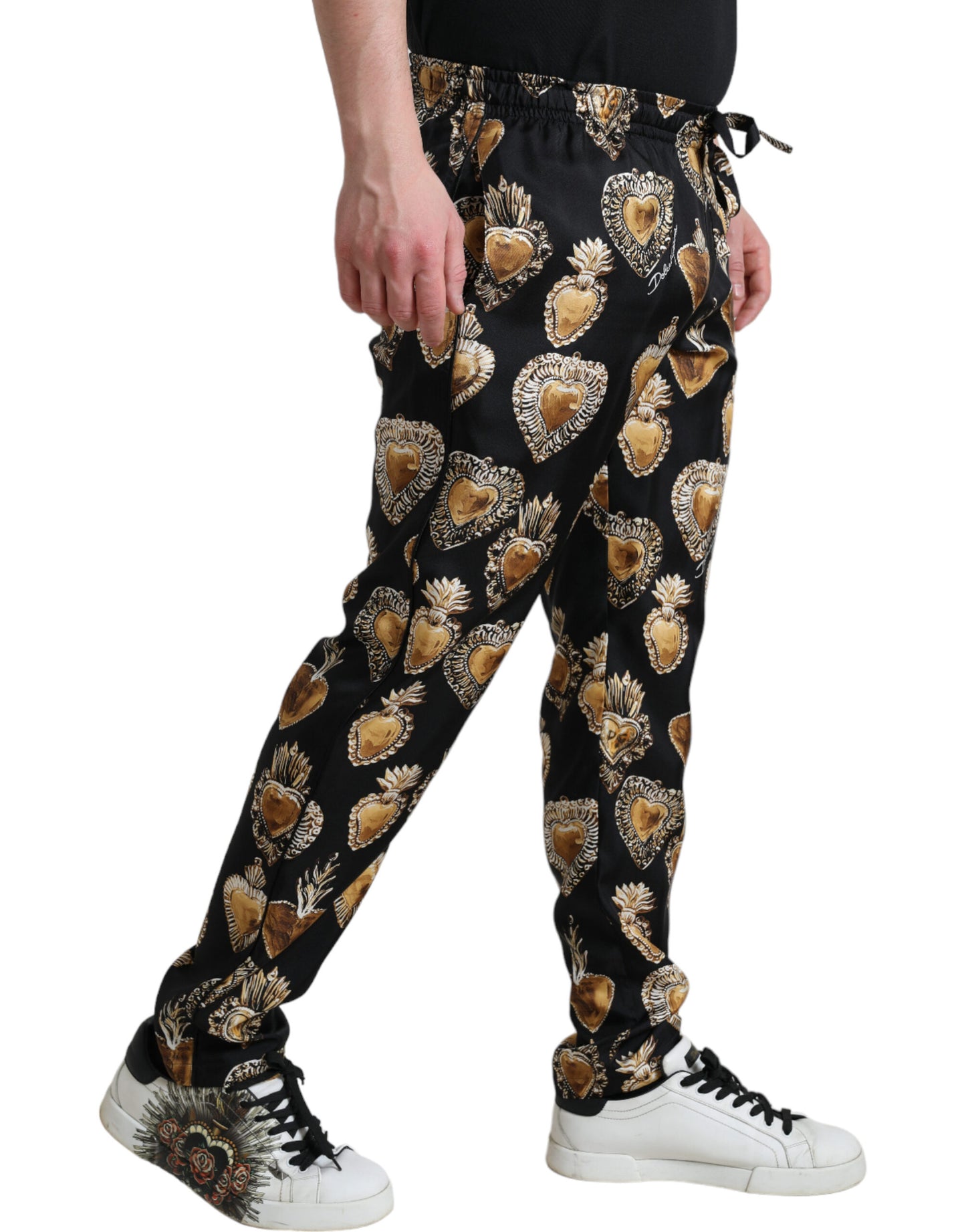 Шовкові піжамні штани Dolce &amp; Gabbana Chic Heart Print