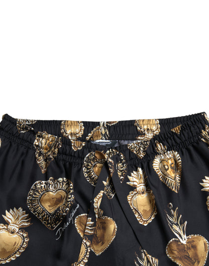 Шовкові піжамні штани Dolce &amp; Gabbana Chic Heart Print