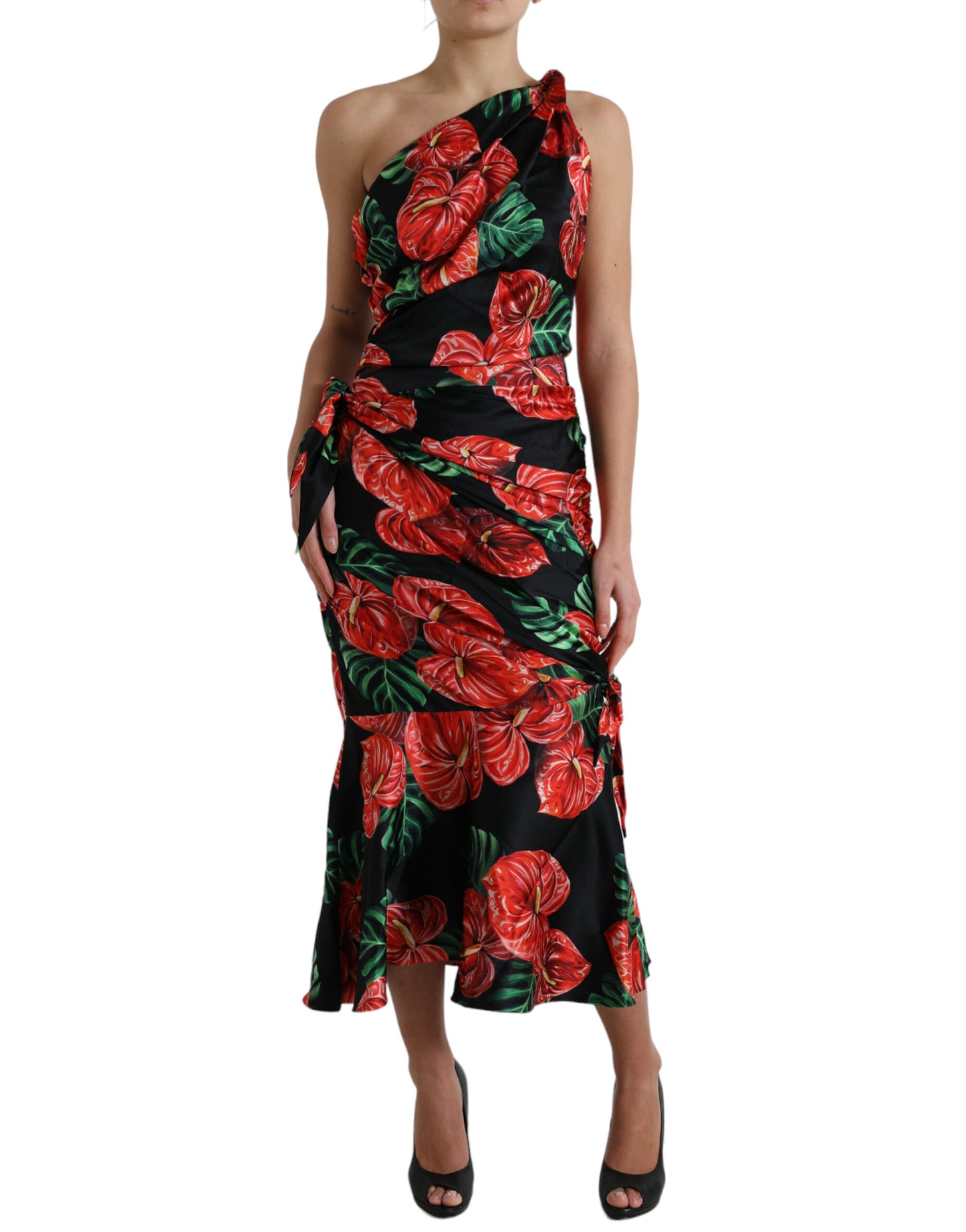 Шовкова драпірована сукня Dolce &amp; Gabbana Tropical Elegance
