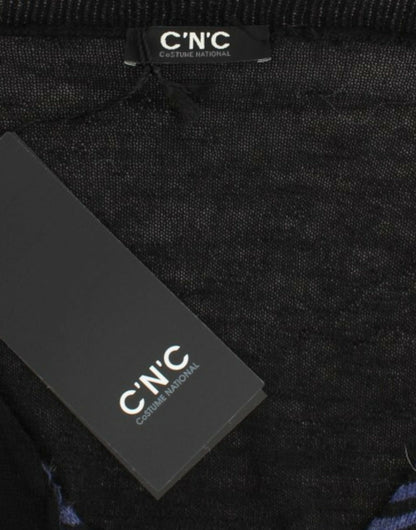 Костюм, національний шикарний смугастий светр із суміші вовни з V-подібним вирізом