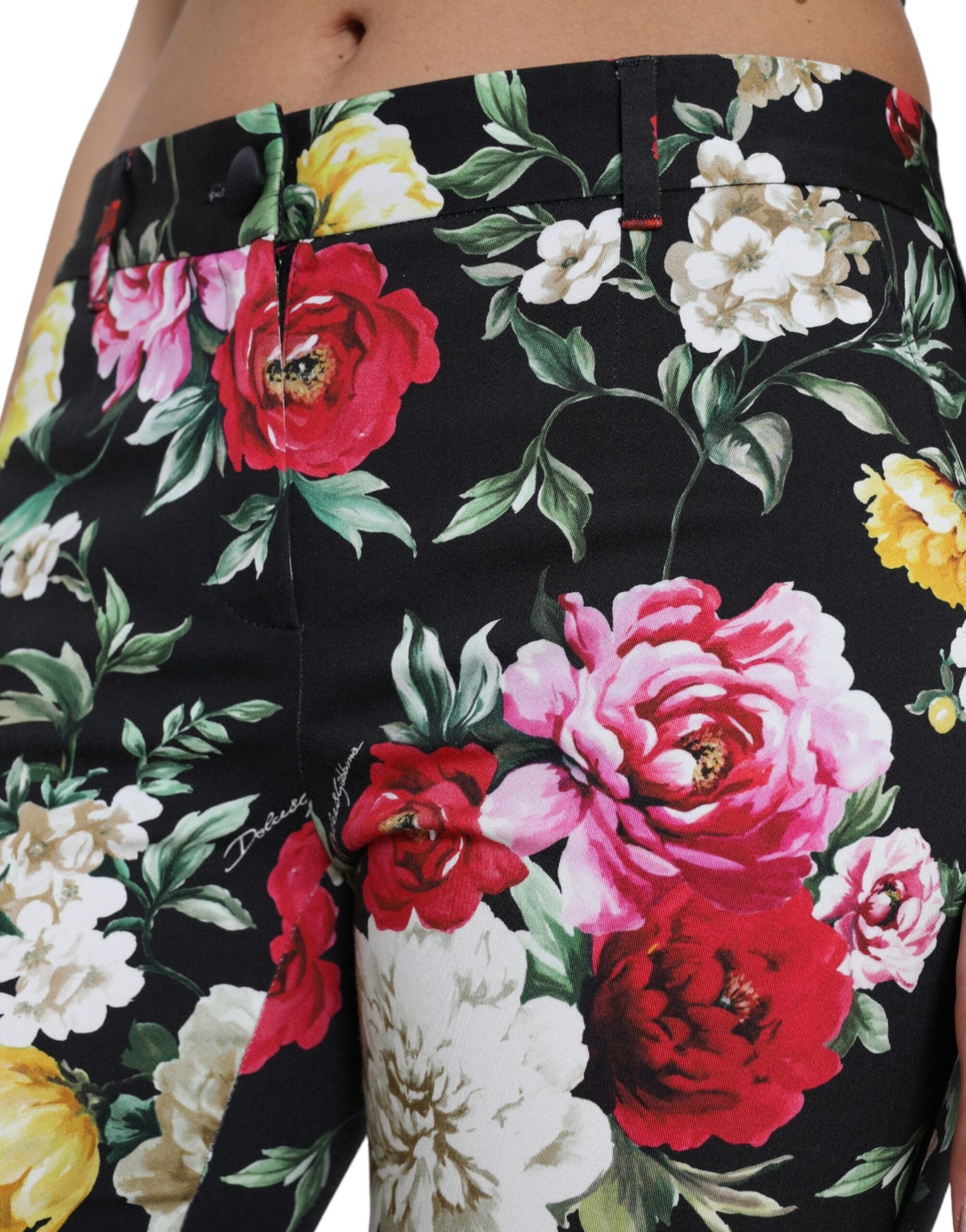 Елегантні укорочені штани Dolce &amp; Gabbana із квітковим принтом із середньою талією