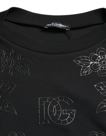 Елегантний чорний светр Dolce &amp; Gabbana з квітковою аплікацією