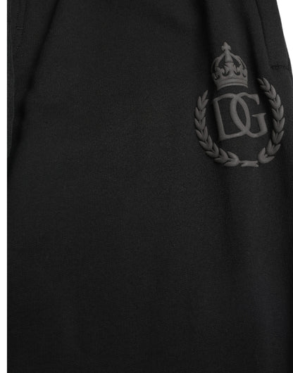 Елегантні чорні бавовняні джоггери Dolce &amp; Gabbana з вишивкою логотипу