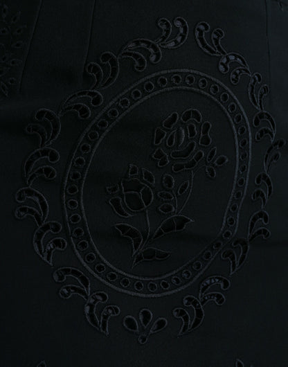 Чорна облягаюча міді сукня з квітковим мереживом Dolce &amp; Gabbana