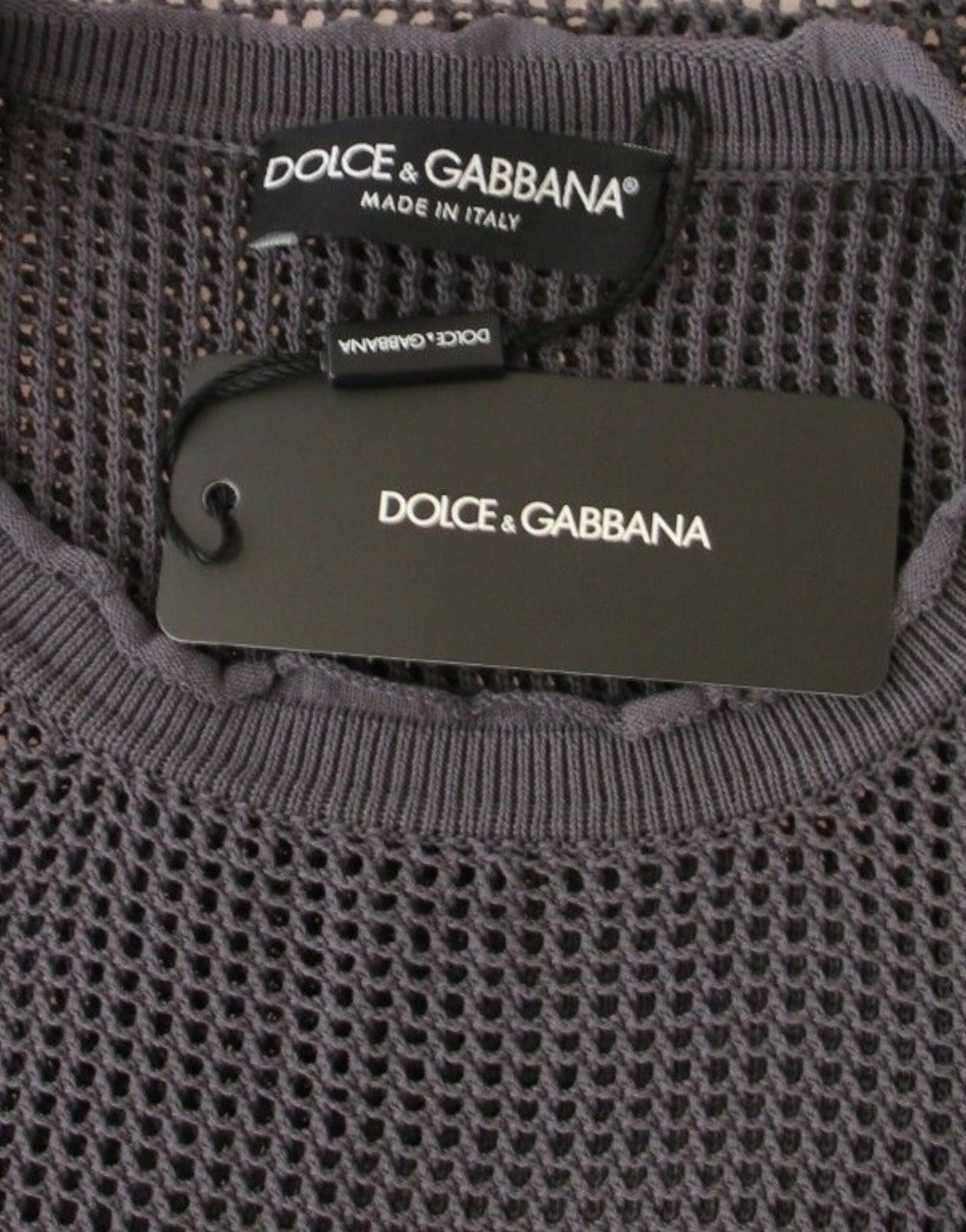 Елегантний світло-фіолетовий светр із круглим вирізом у сітку Dolce &amp; Gabbana