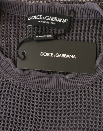 Елегантний світло-фіолетовий светр із круглим вирізом у сітку Dolce &amp; Gabbana