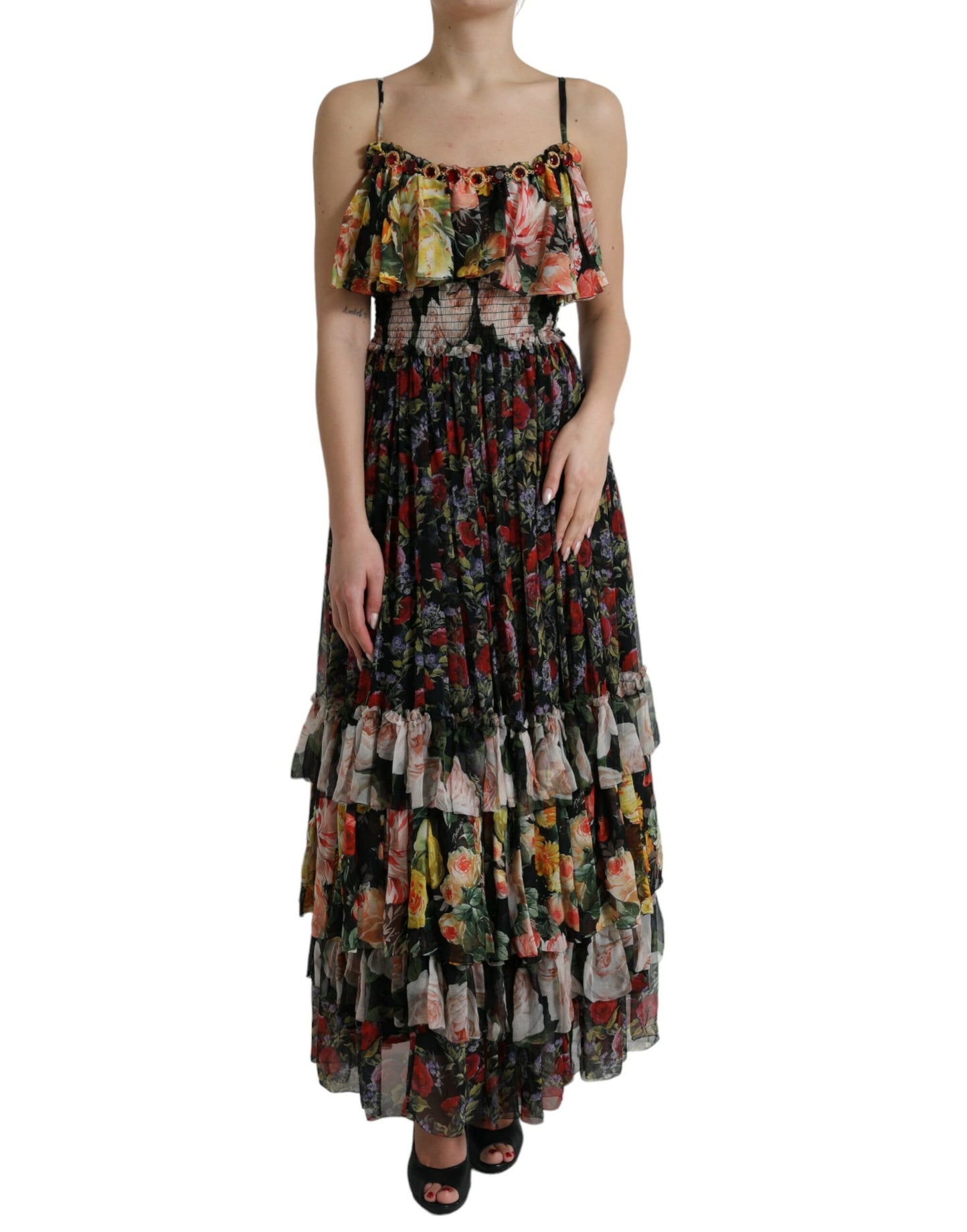 Яскрава шовкова квіткова сукня-максі Dolce &amp; Gabbana