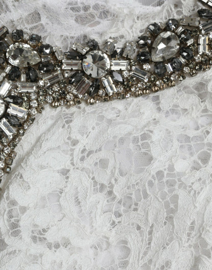 Елегантна біла сукня прямого крою Dolce &amp; Gabbana з кришталевими прикрасами