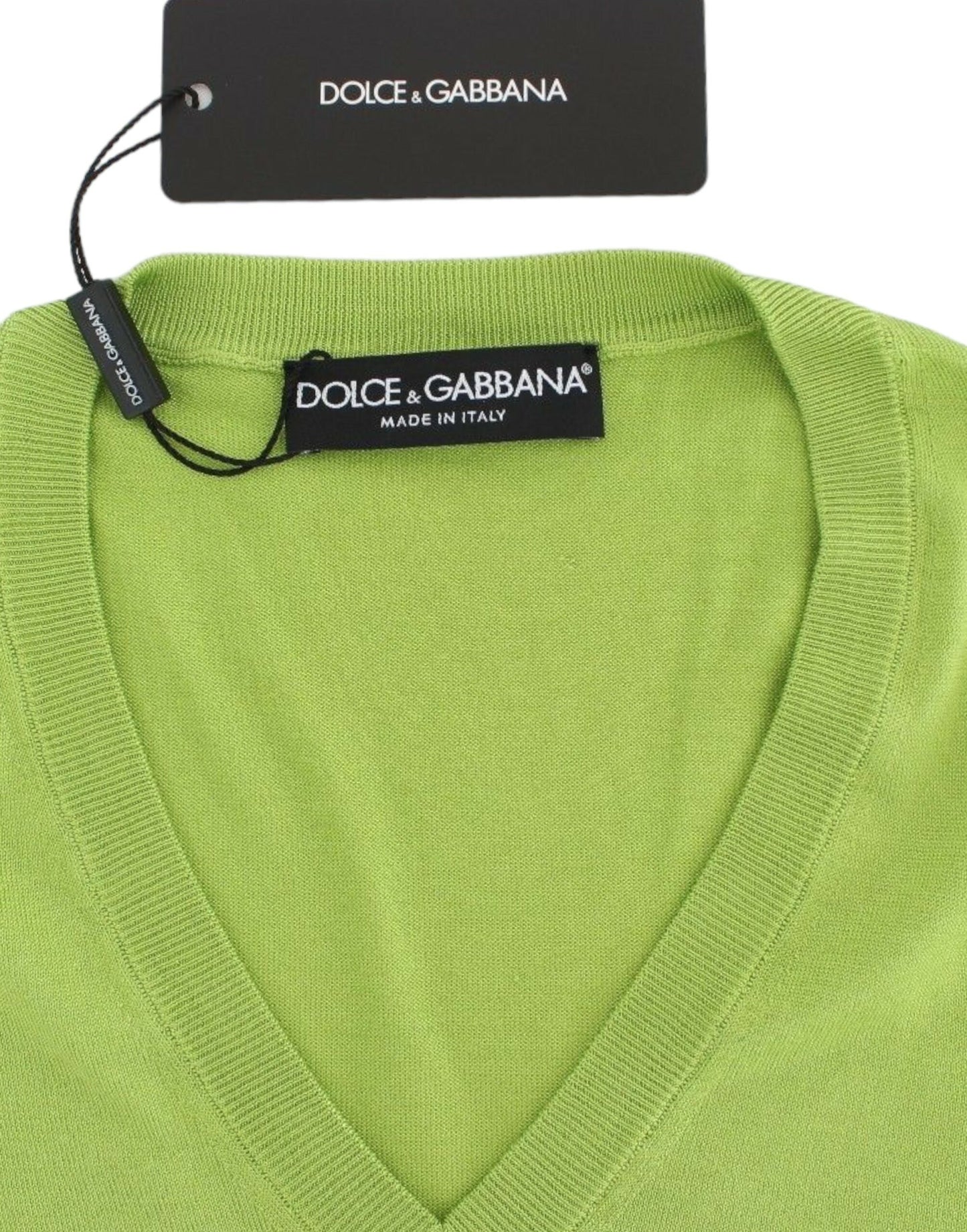 Смарагдово-зелений вовняний пуловер із V-подібним вирізом Dolce &amp; Gabbana