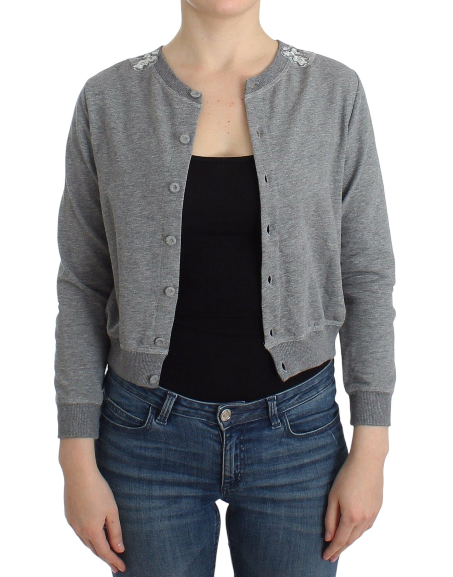 Короткий кардиган Ermanno Scervino Chic Grey із суміші бавовни