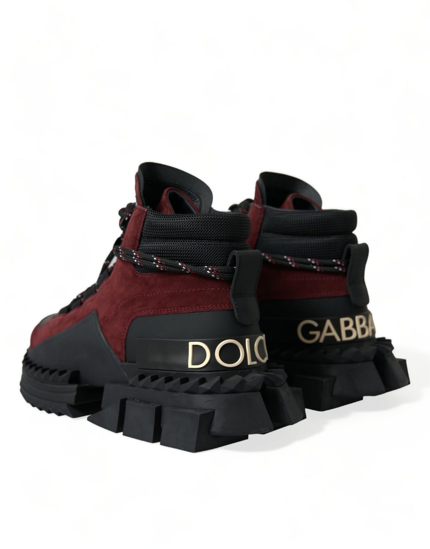 Шкіряні бордові високі кросівки Dolce &amp; Gabbana