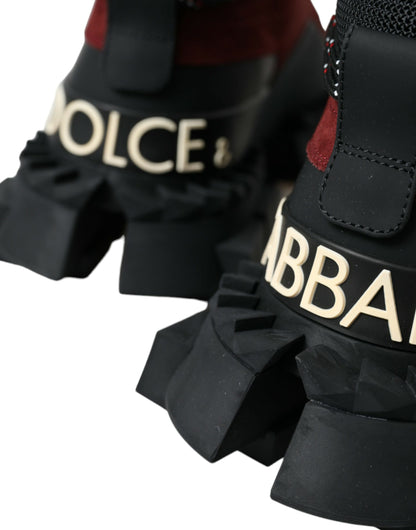 Шкіряні бордові високі кросівки Dolce &amp; Gabbana