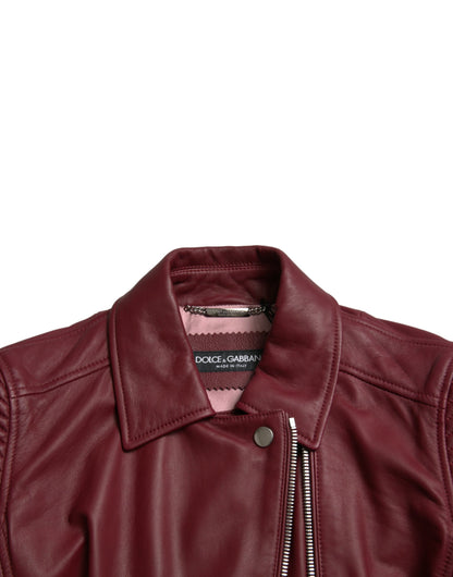 Шкіряна байкерська куртка Dolce &amp; Gabbana Bordeaux