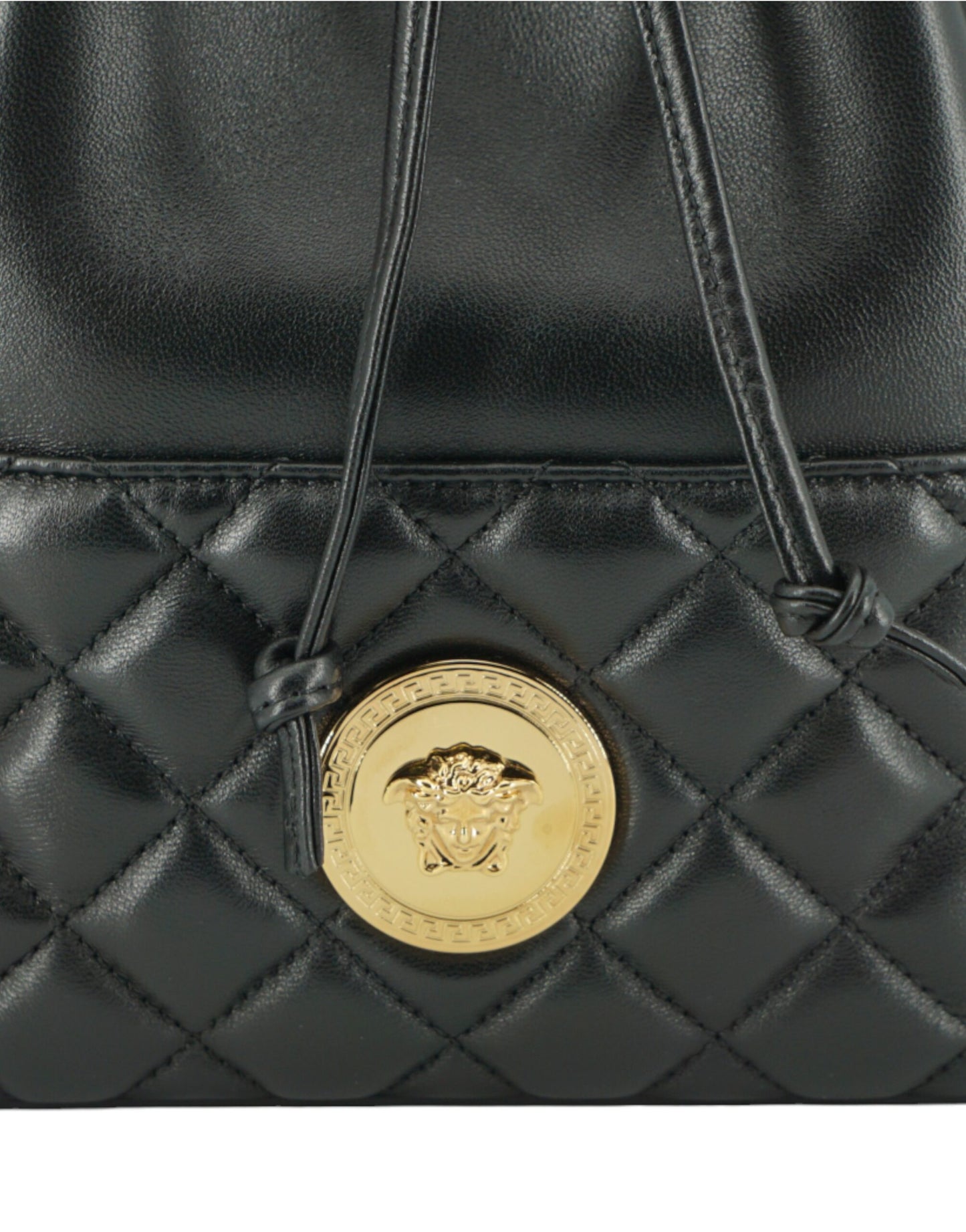 Елегантна чорна шкіряна сумка через плече Medusa Bucket Versace