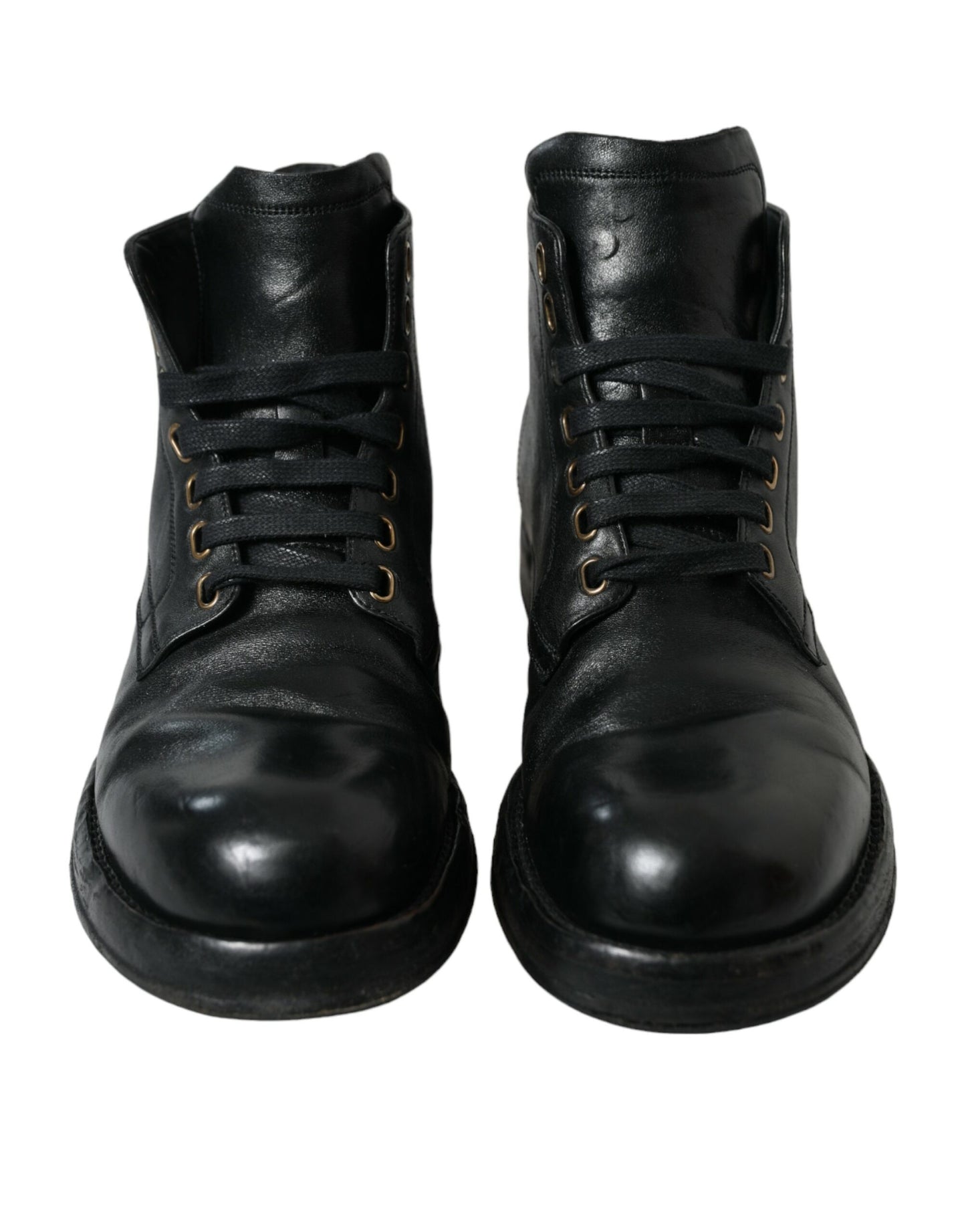 Шкіряні ботильйони Dolce &amp; Gabbana Elegant Black Horse