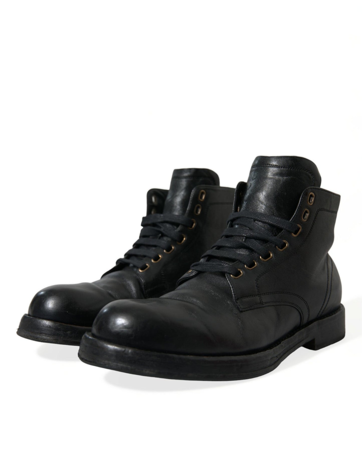 Шкіряні ботильйони Dolce &amp; Gabbana Elegant Black Horse