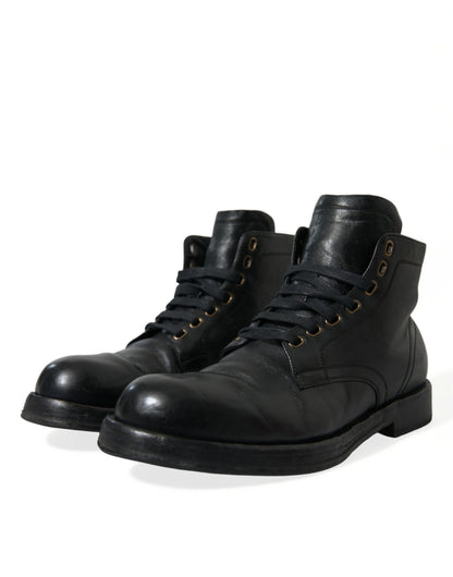 Шкіряні ботильйони Dolce &amp; Gabbana Elegant Black Horse