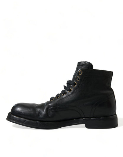 Шкіряні ботильйони Dolce &amp; Gabbana Elegant Black Horse