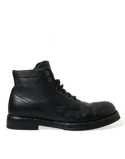 Шкіряні ботильйони Dolce &amp; Gabbana Elegant Black Horse