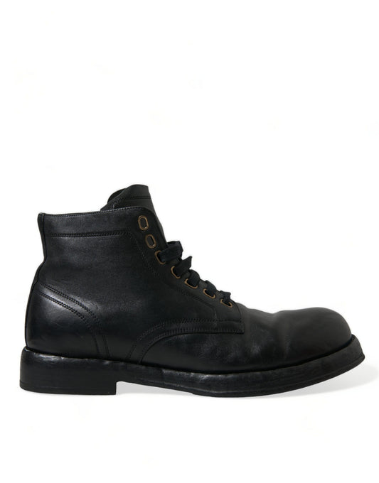 Шкіряні ботильйони Dolce &amp; Gabbana Elegant Black Horse