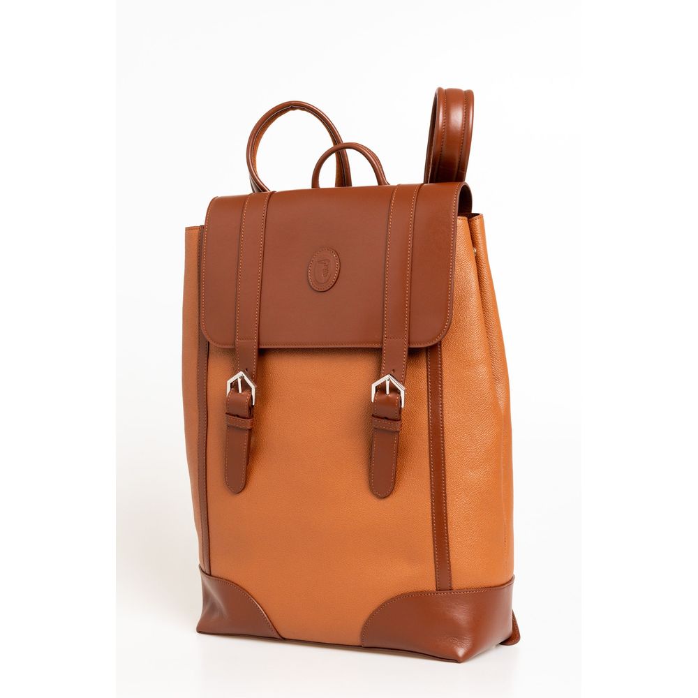 Коричневий шкіряний чоловічий рюкзак Trussardi