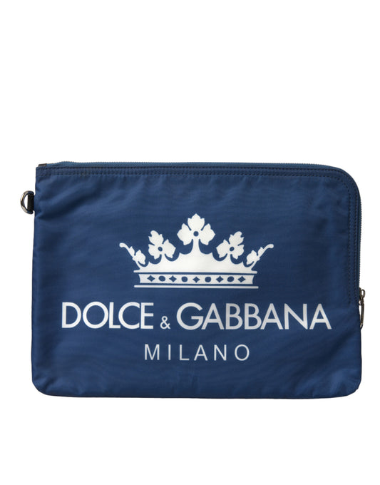 Елегантний синій нейлоновий клатч Dolce &amp; Gabbana на блискавці