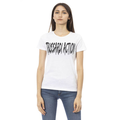 Білий бавовняний жіночий топ Trussardi Action