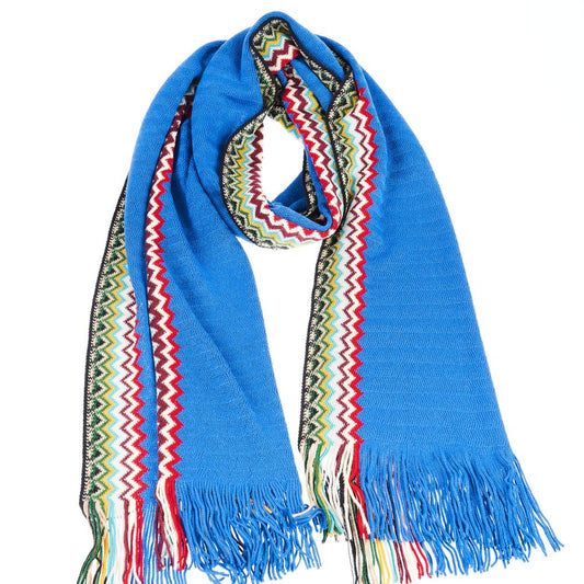 Синій вовняний чоловічий шарф Missoni