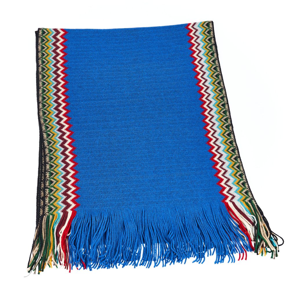 Синій вовняний чоловічий шарф Missoni