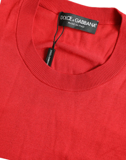 Шовковий червоний топ Dolce &amp; Gabbana з круглим вирізом