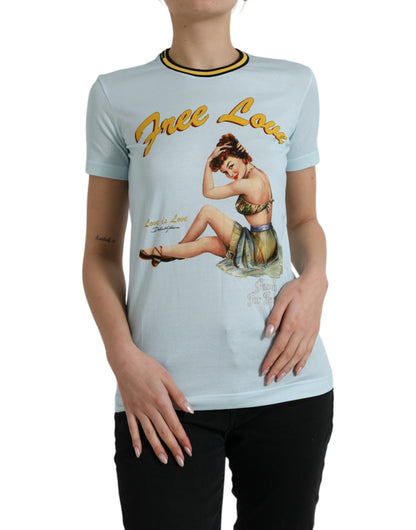Елегантна світло-блакитна бавовняна футболка Dolce &amp; Gabbana