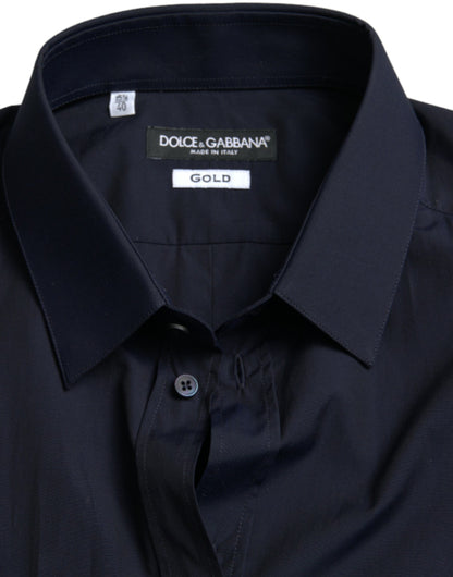Елегантна темно-синя жакардова сорочка Dolce &amp; Gabbana