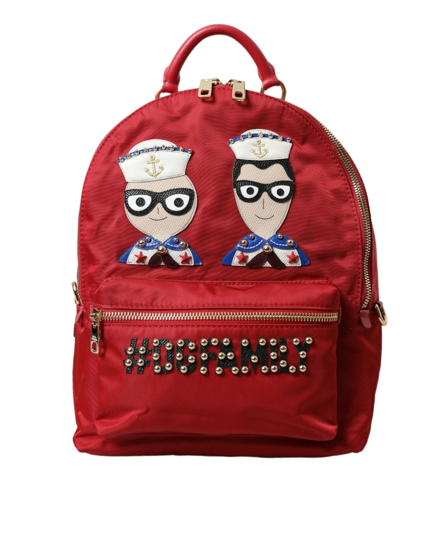 Прикрашений червоний рюкзак Dolce &amp; Gabbana із золотими деталями