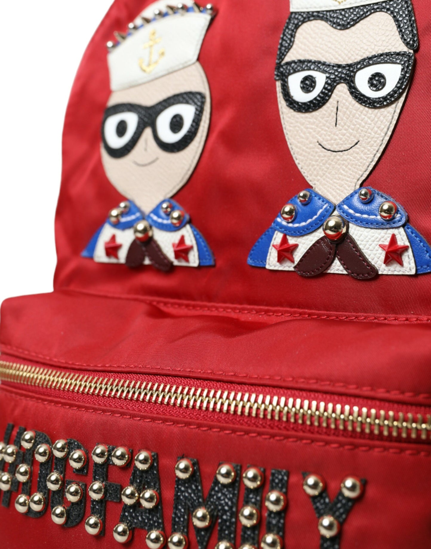 Прикрашений червоний рюкзак Dolce &amp; Gabbana із золотими деталями