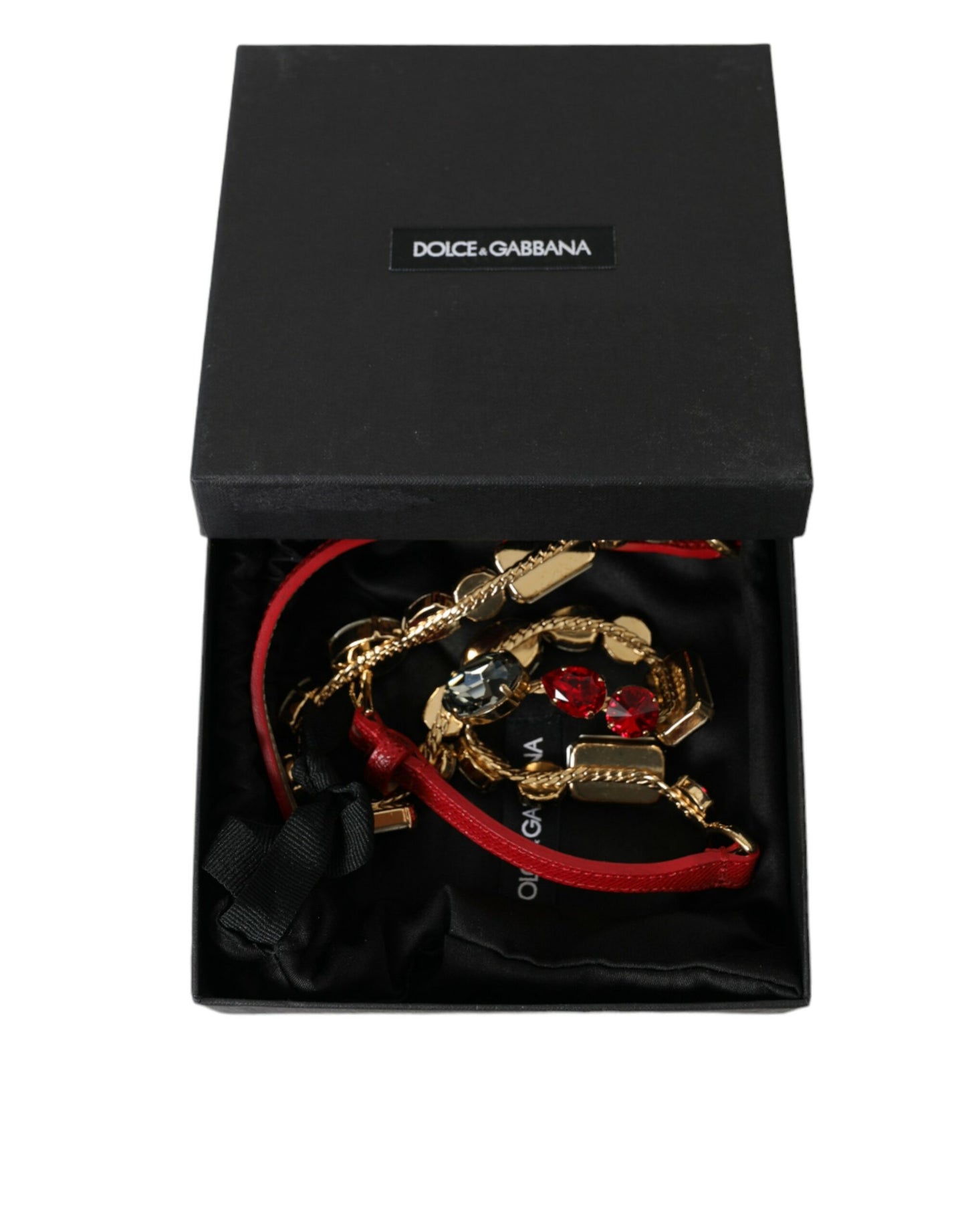 Ремінь Dolce &amp; Gabbana з сяючим червоним кристалом і пряжкою