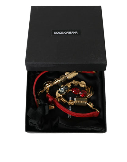 Ремінь Dolce &amp; Gabbana з сяючим червоним кристалом і пряжкою