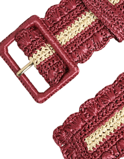 Ремінь Dolce &amp; Gabbana Maroon Elegance Canvas
