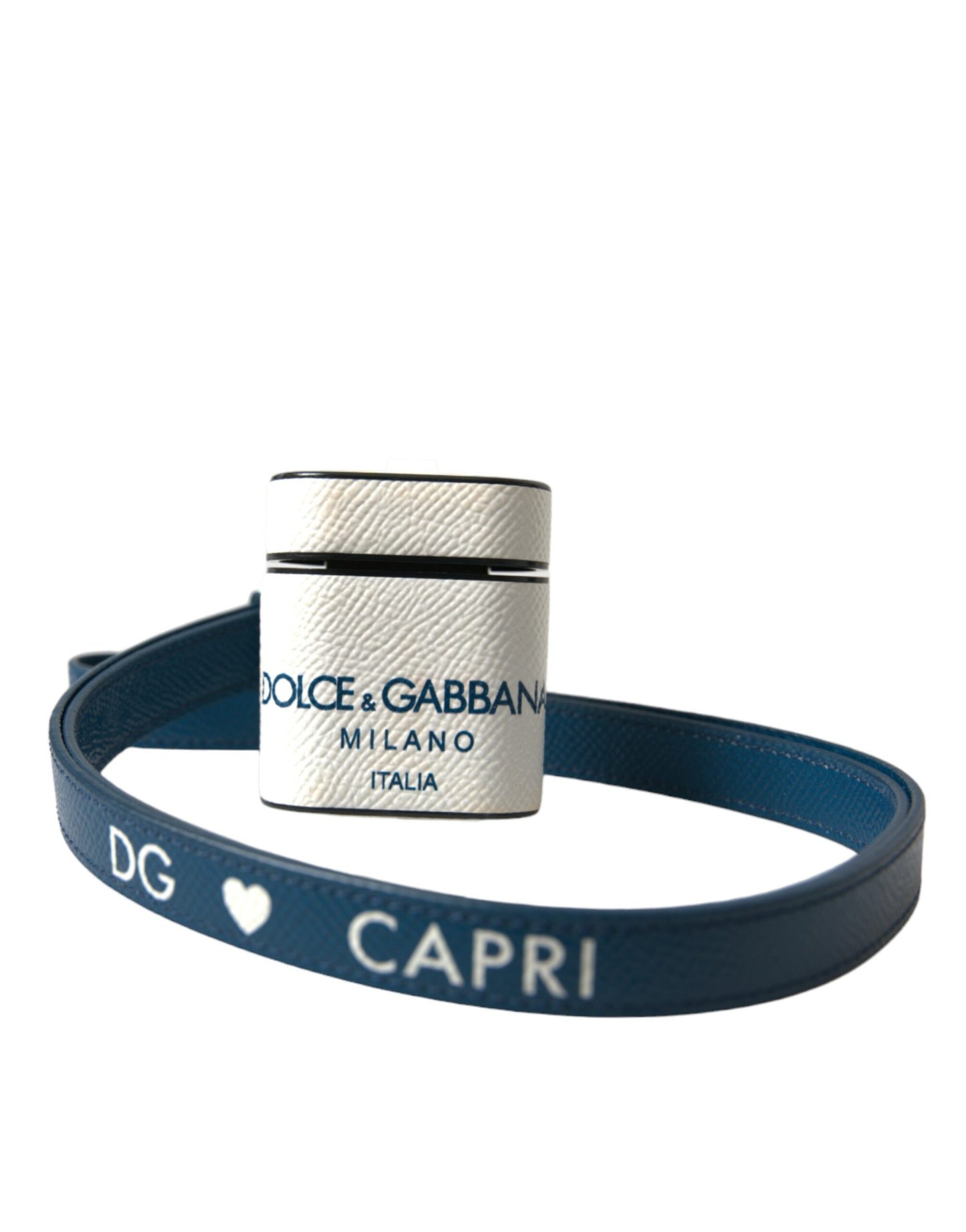 Шикарний шкіряний футляр Dolce &amp; Gabbana Airpods синьо-білого кольору